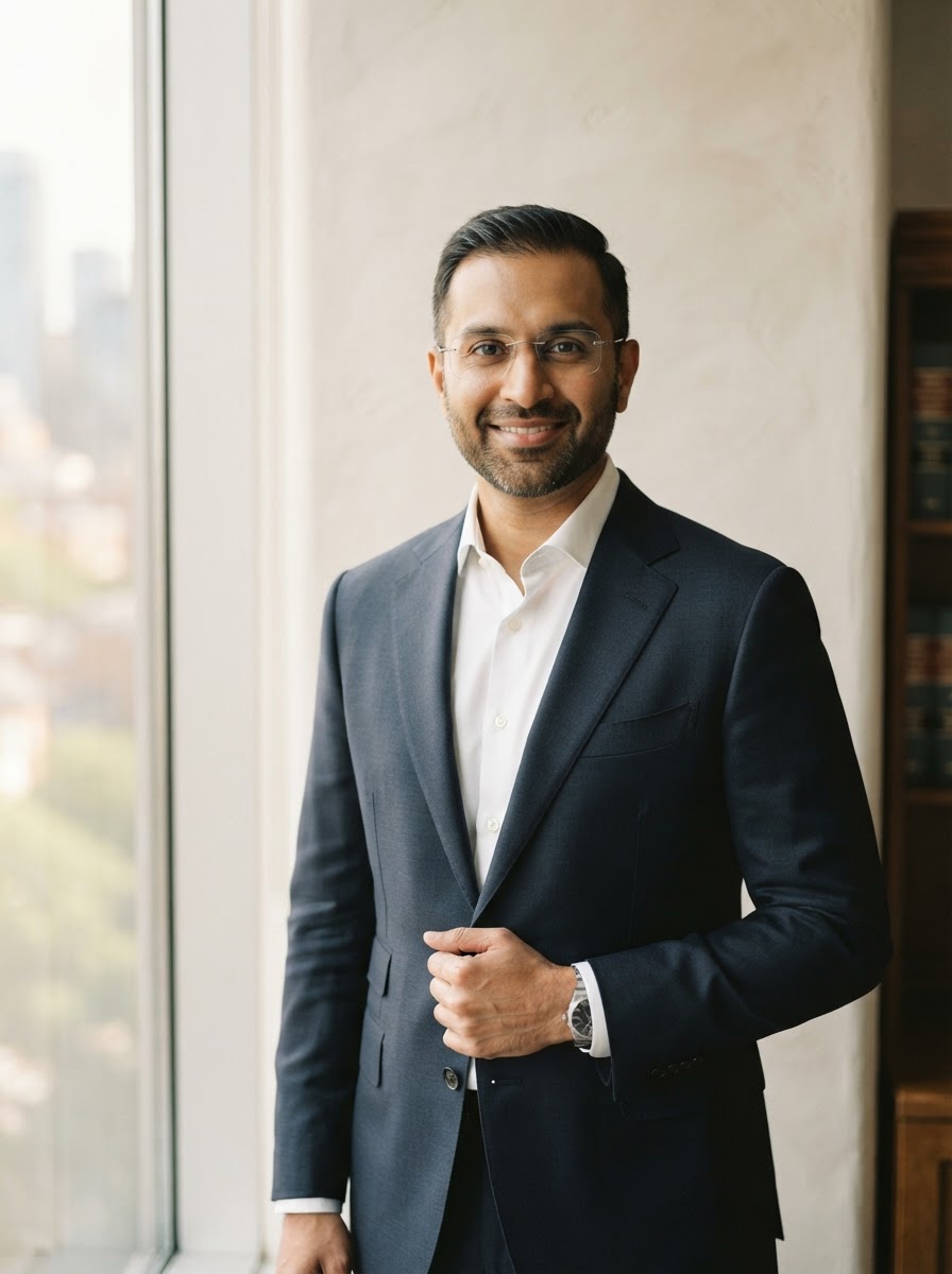 Portrait of Arjun Mehta, partner